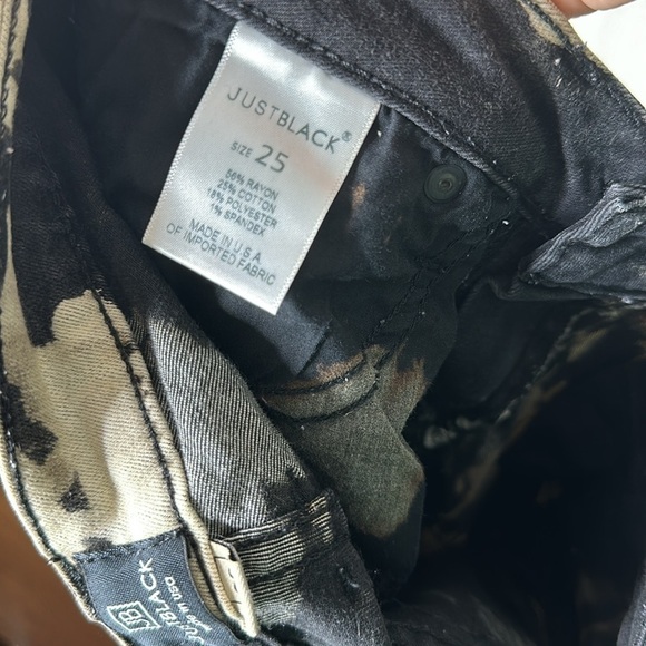 💙 JUST BLACK Womens Jeans black bleach wash Tie Dye Mid Rise Denim Distressed - Picture 7 of 8